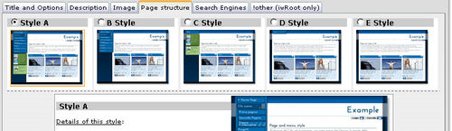 Page structure and menu